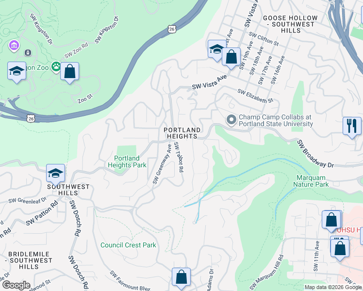 map of restaurants, bars, coffee shops, grocery stores, and more near in Portland