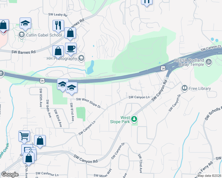 map of restaurants, bars, coffee shops, grocery stores, and more near 2000 Southwest 75th Avenue in Portland