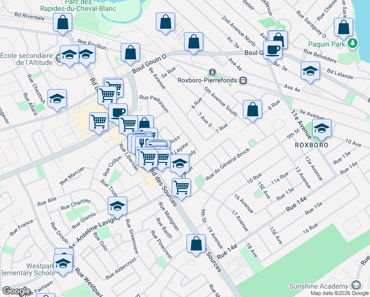 map of restaurants, bars, coffee shops, grocery stores, and more near 11609 Rue Lépine in Montréal