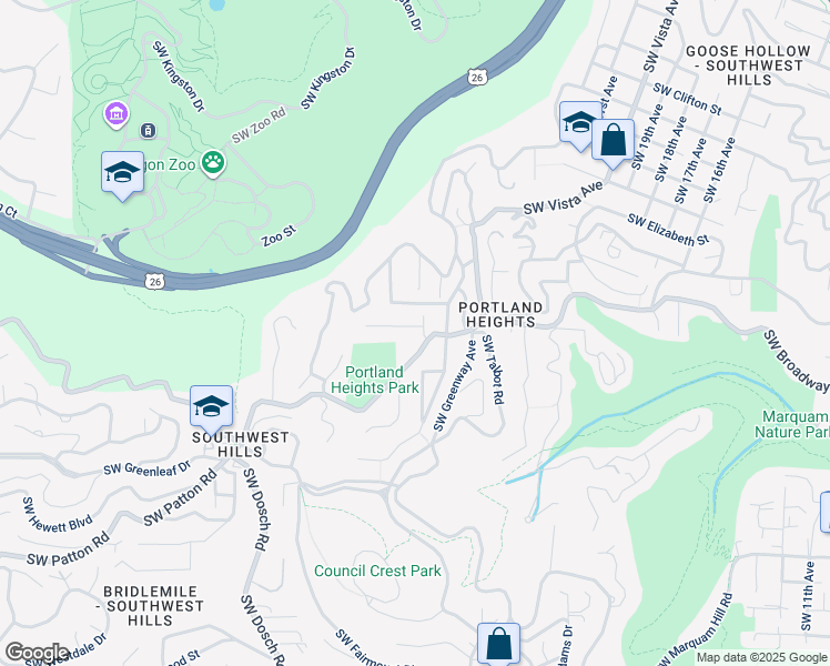 map of restaurants, bars, coffee shops, grocery stores, and more near 2814 Southwest Periander Street in Portland