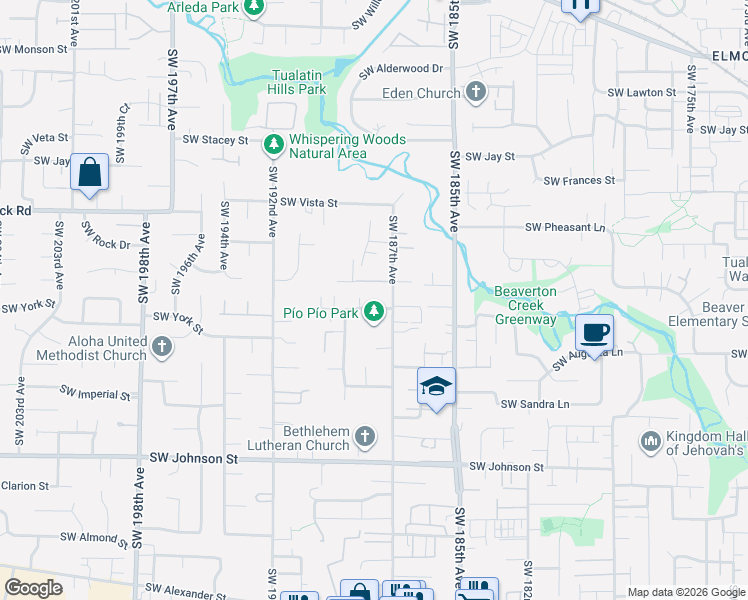 map of restaurants, bars, coffee shops, grocery stores, and more near 18870 Southwest Mobile Lane in Aloha