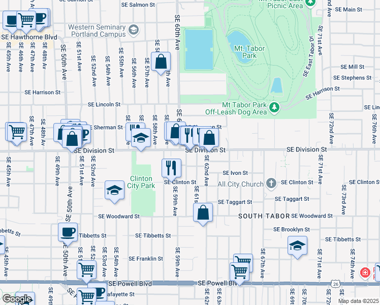 map of restaurants, bars, coffee shops, grocery stores, and more near in Portland