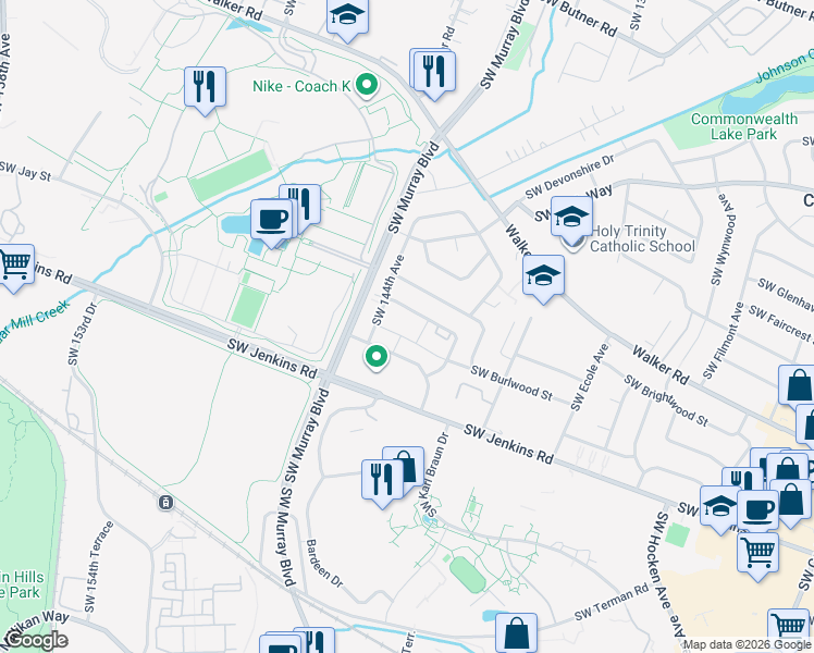 map of restaurants, bars, coffee shops, grocery stores, and more near 14285 Southwest Compass Drive in Beaverton