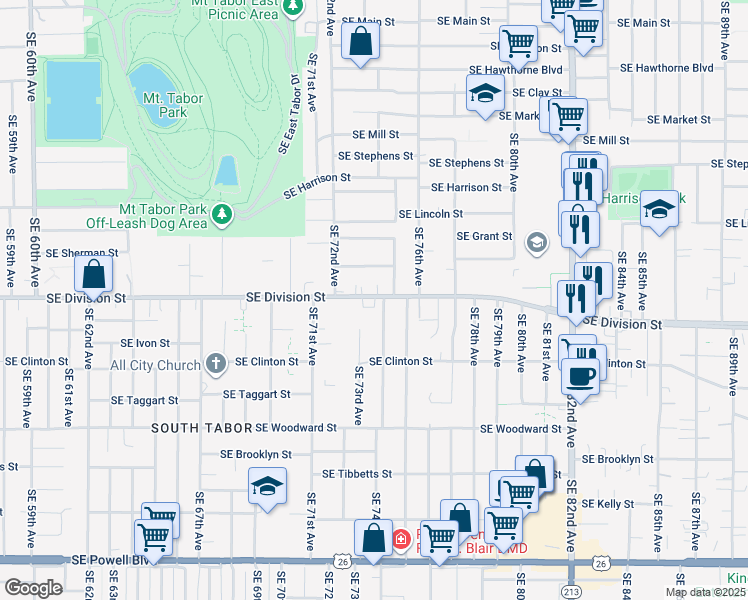 map of restaurants, bars, coffee shops, grocery stores, and more near in Portland