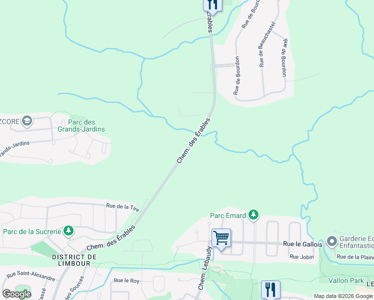 map of restaurants, bars, coffee shops, grocery stores, and more near Chemin des Érables in Gatineau