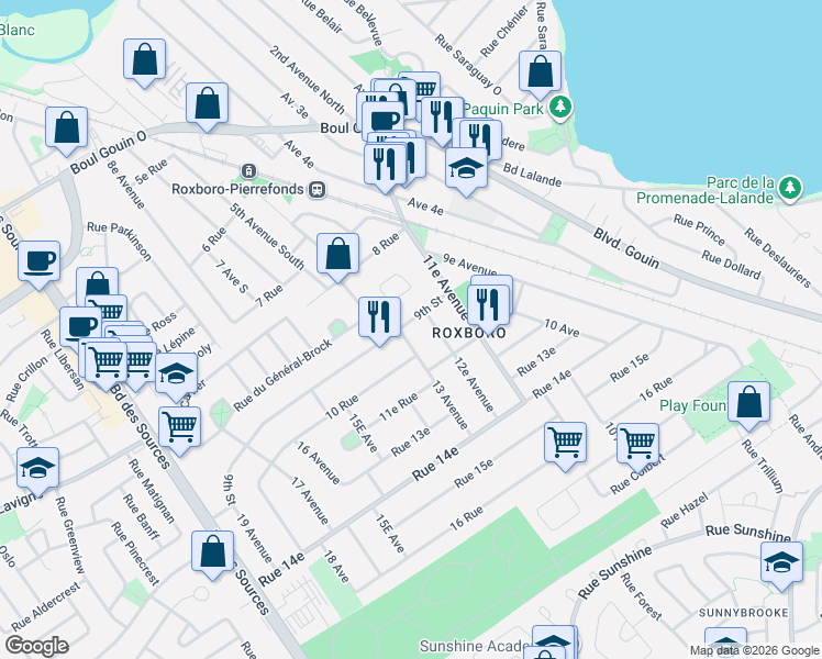 map of restaurants, bars, coffee shops, grocery stores, and more near 41 9 Rue in Montréal