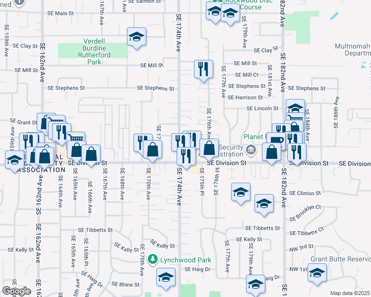 map of restaurants, bars, coffee shops, grocery stores, and more near 2334 Southeast 174th Avenue in Portland