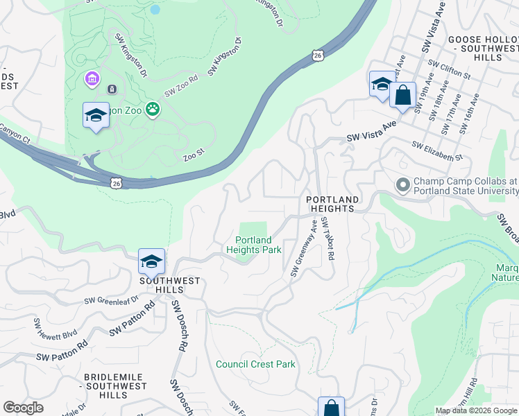 map of restaurants, bars, coffee shops, grocery stores, and more near 2933 Southwest Periander Street in Portland