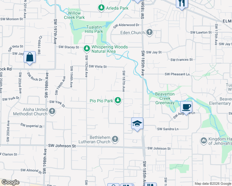 map of restaurants, bars, coffee shops, grocery stores, and more near 18870 Southwest Mobile Lane in Aloha