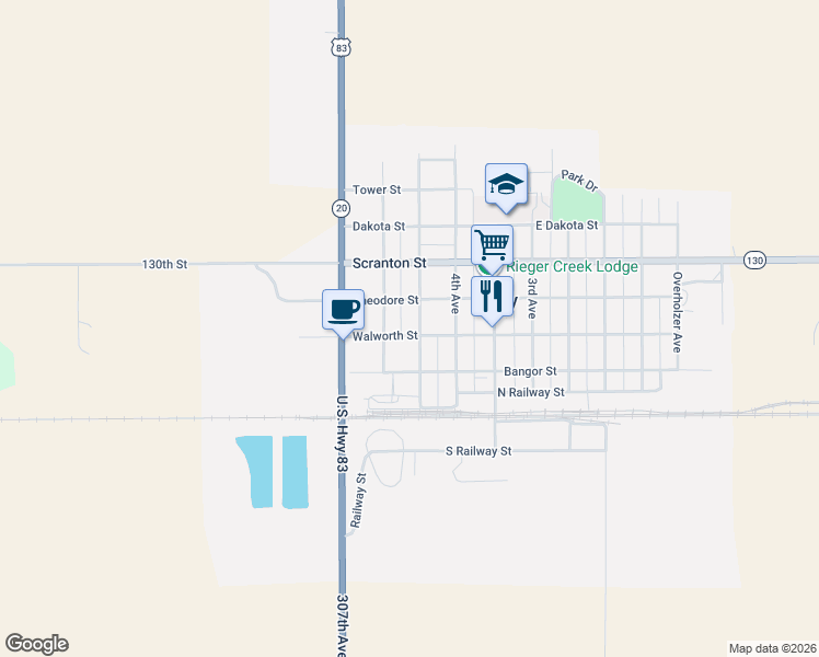 map of restaurants, bars, coffee shops, grocery stores, and more near 3205 5th Avenue in Selby