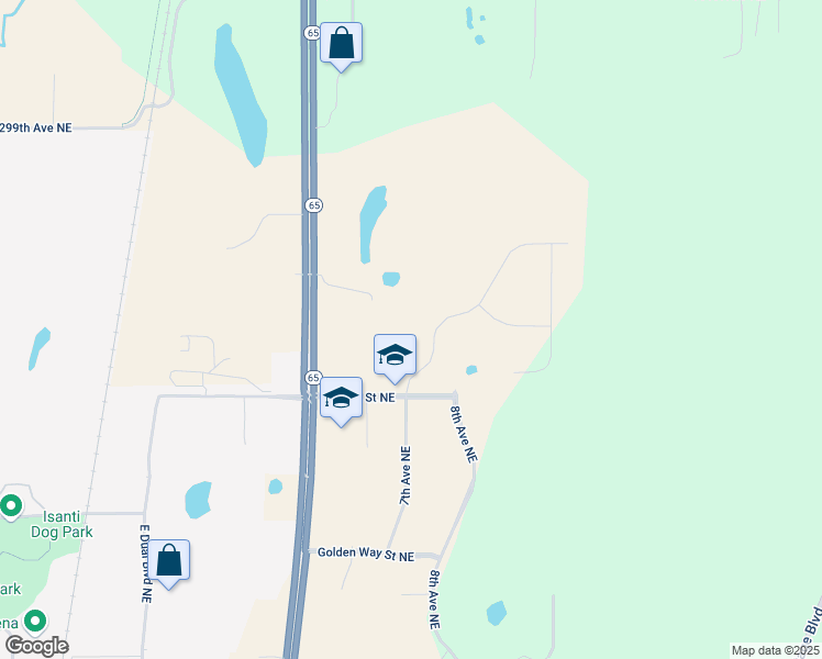 map of restaurants, bars, coffee shops, grocery stores, and more near 1201 7th Avenue Northeast in Isanti