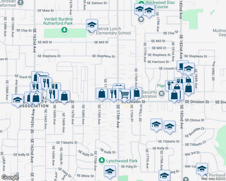 map of restaurants, bars, coffee shops, grocery stores, and more near 2333 Southeast 174th Avenue in Portland