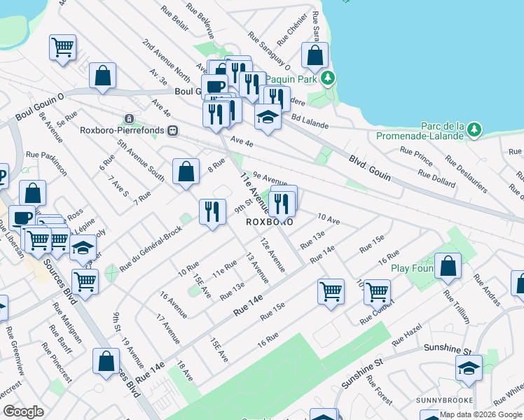 map of restaurants, bars, coffee shops, grocery stores, and more near in Montreal