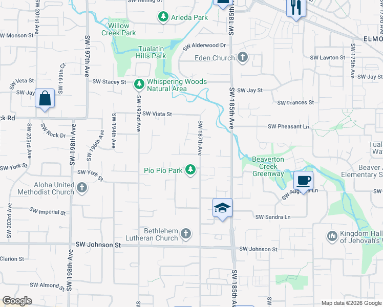 map of restaurants, bars, coffee shops, grocery stores, and more near 18870 Southwest Mobile Lane in Aloha