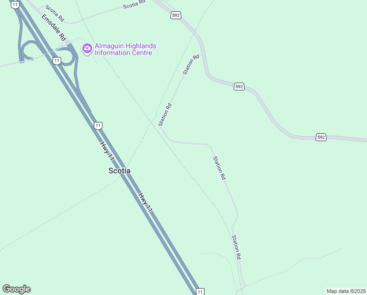 map of restaurants, bars, coffee shops, grocery stores, and more near 294 Station Road in Emsdale