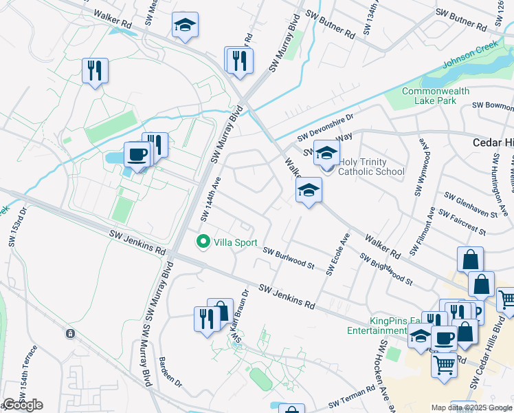 map of restaurants, bars, coffee shops, grocery stores, and more near 13980 Southwest Domino Street in Beaverton