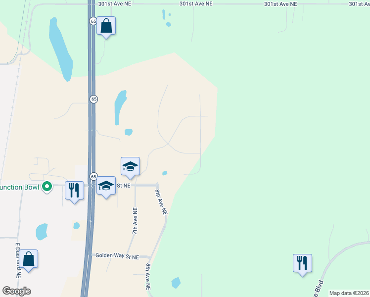 map of restaurants, bars, coffee shops, grocery stores, and more near 8th Avenue Northeast in Isanti