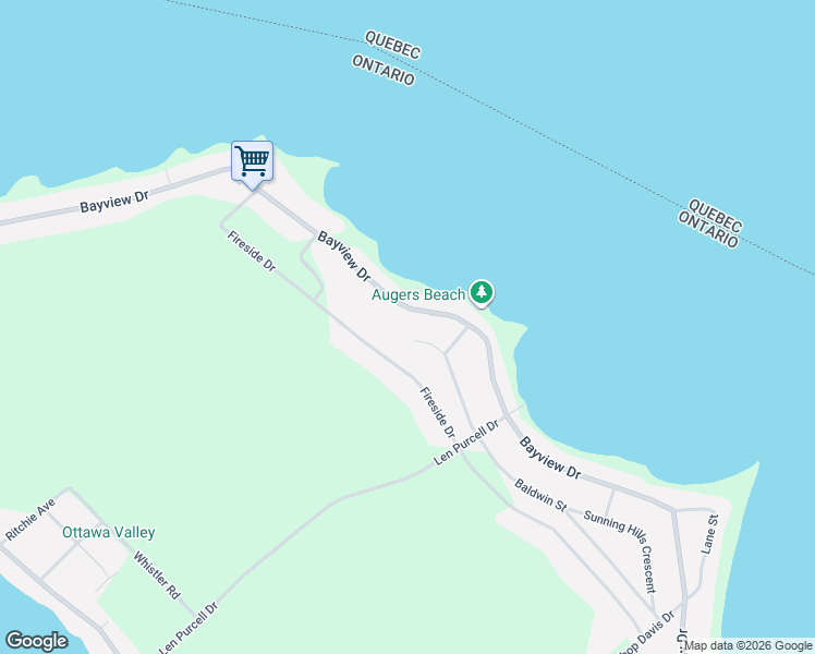 map of restaurants, bars, coffee shops, grocery stores, and more near 557 Bayview Drive in Ottawa