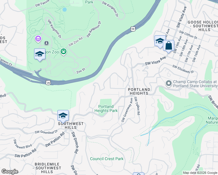 map of restaurants, bars, coffee shops, grocery stores, and more near 2933 Southwest Periander Street in Portland