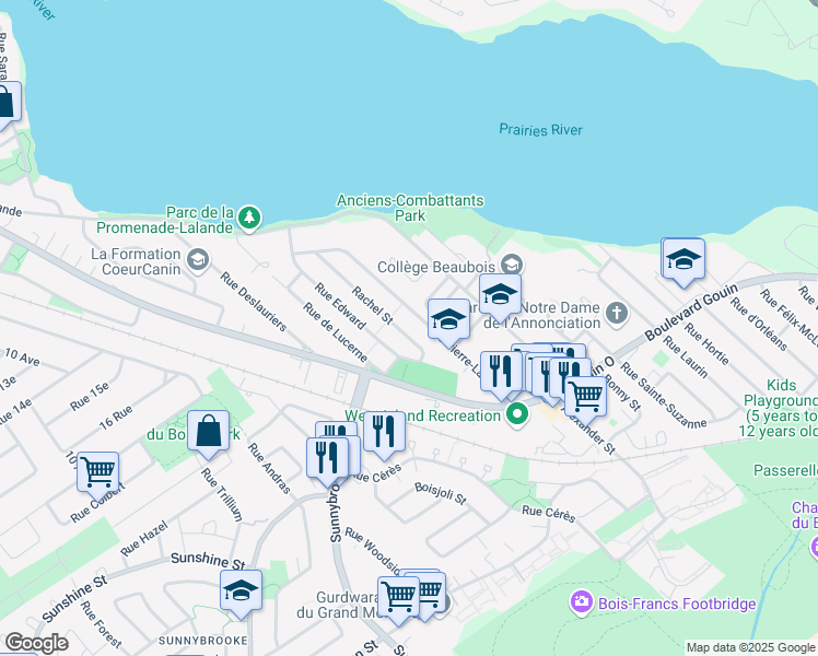 map of restaurants, bars, coffee shops, grocery stores, and more near 4793 Rue Rachel in Montréal