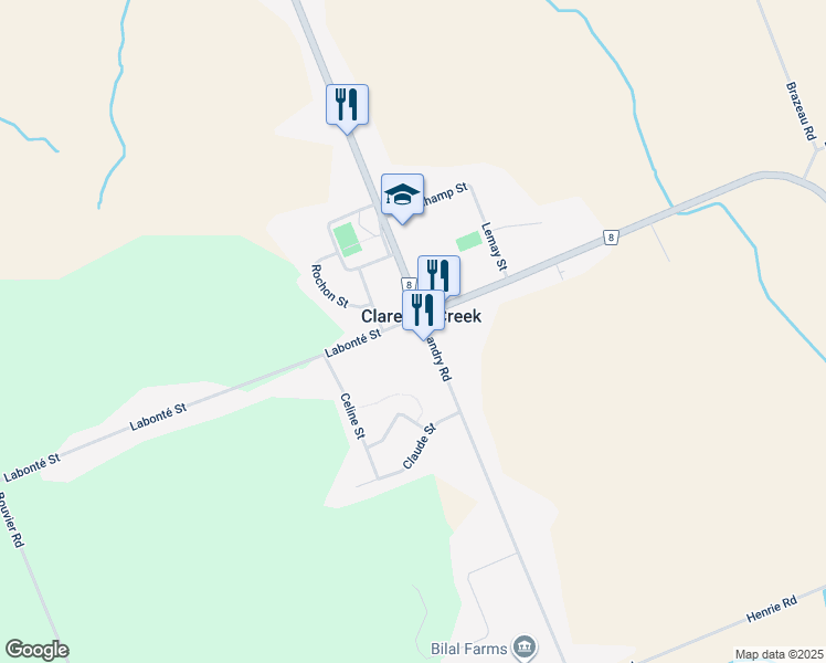 map of restaurants, bars, coffee shops, grocery stores, and more near in Clarence Creek