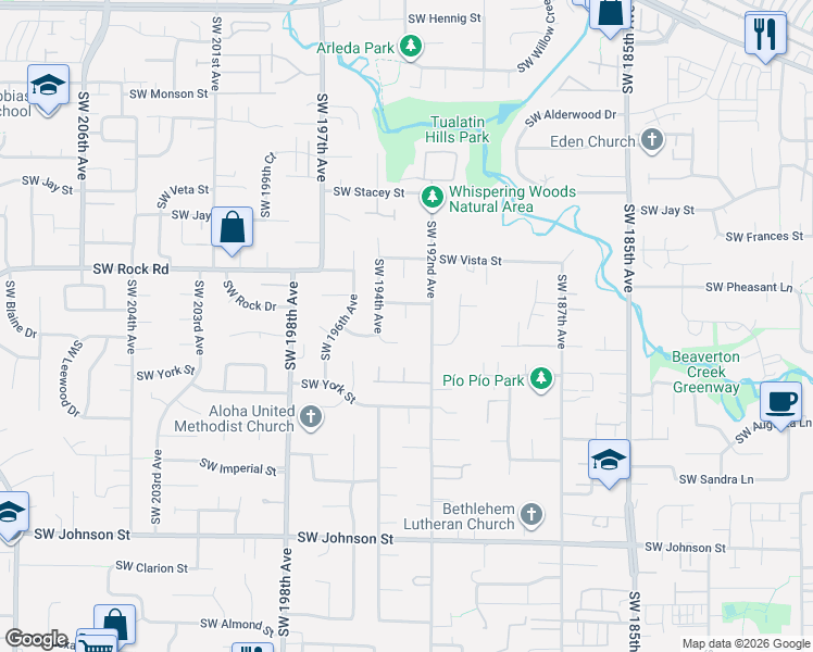 map of restaurants, bars, coffee shops, grocery stores, and more near 1860 Southwest 193rd Court in Aloha