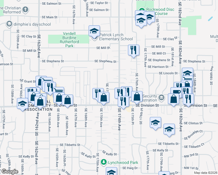 map of restaurants, bars, coffee shops, grocery stores, and more near 2266 Southeast 171st Avenue in Portland