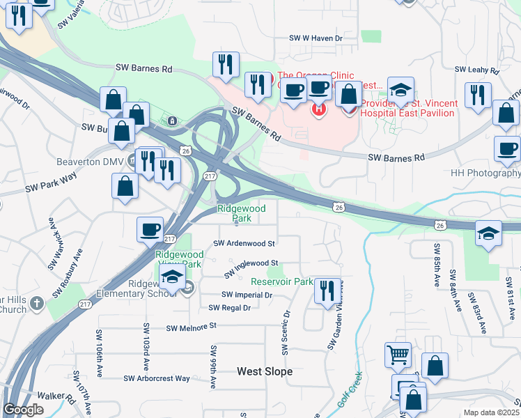 map of restaurants, bars, coffee shops, grocery stores, and more near in Portland