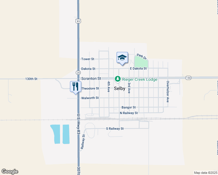 map of restaurants, bars, coffee shops, grocery stores, and more near 4304 4th Avenue in Selby