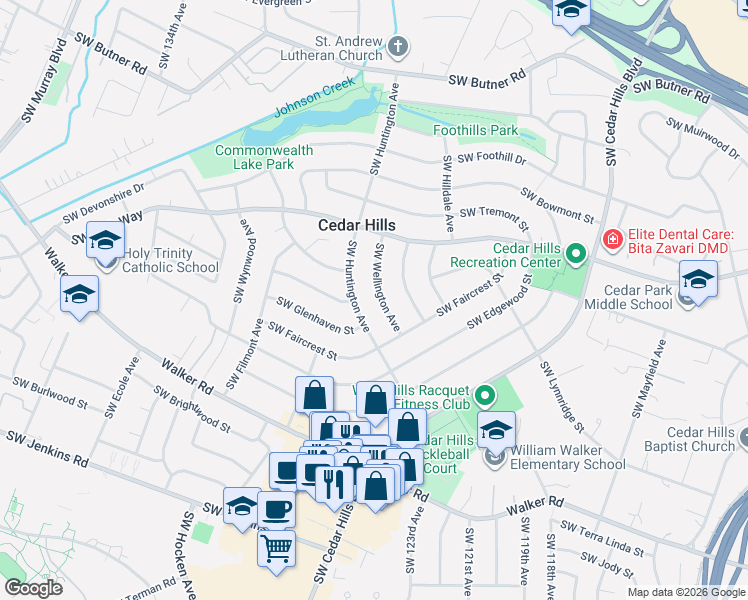 map of restaurants, bars, coffee shops, grocery stores, and more near 1760 Southwest Wellington Avenue in Portland