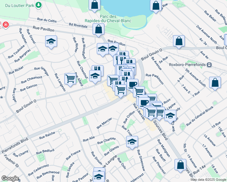 map of restaurants, bars, coffee shops, grocery stores, and more near in Montreal