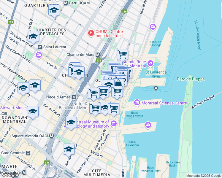 map of restaurants, bars, coffee shops, grocery stores, and more near 411 Rue de Vaudreuil in Montréal