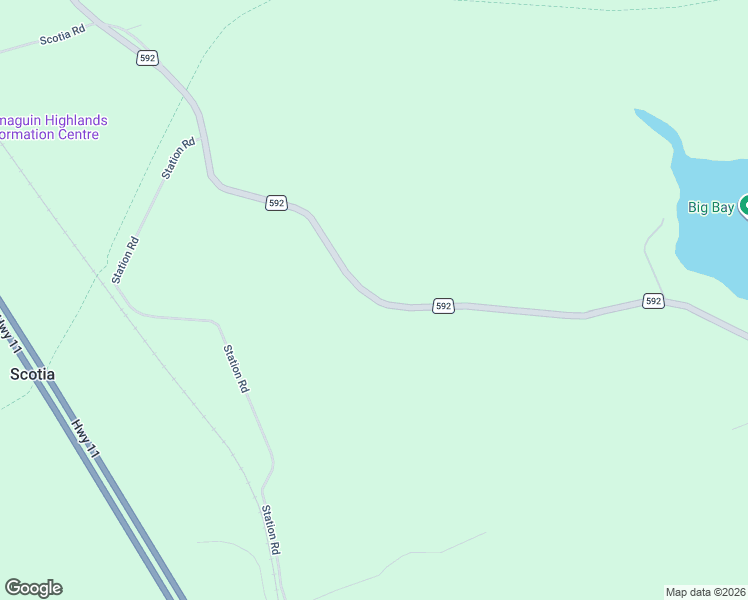 map of restaurants, bars, coffee shops, grocery stores, and more near Ontario 592 in Emsdale