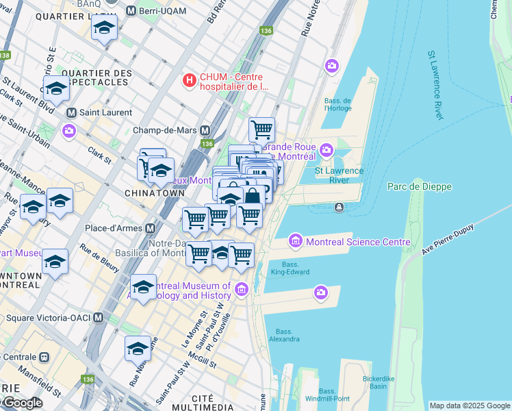 map of restaurants, bars, coffee shops, grocery stores, and more near 411 Rue de Vaudreuil in Montréal