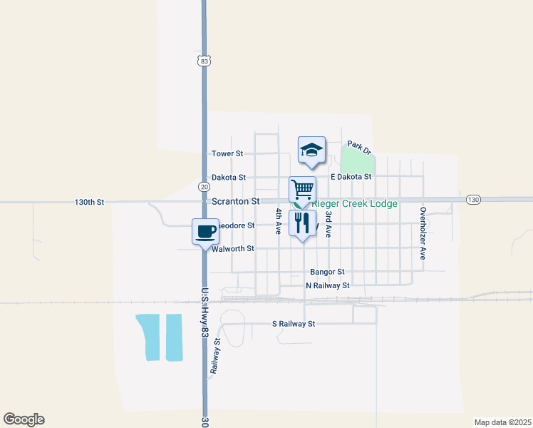 map of restaurants, bars, coffee shops, grocery stores, and more near 4304 4th Avenue in Selby