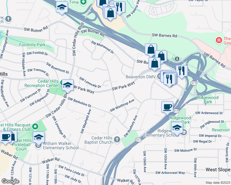 map of restaurants, bars, coffee shops, grocery stores, and more near in Washington County