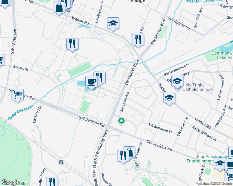 map of restaurants, bars, coffee shops, grocery stores, and more near 1 Southwest Bowerman Drive in Beaverton