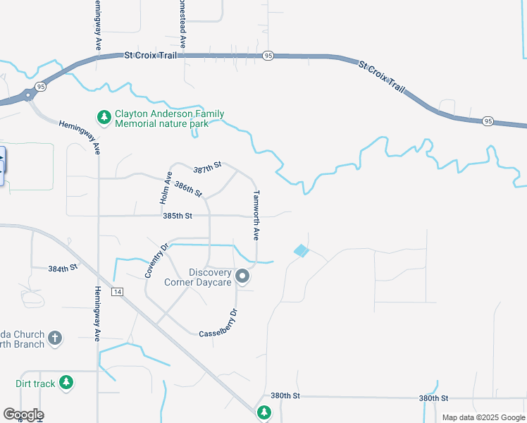 map of restaurants, bars, coffee shops, grocery stores, and more near 7790 385th Street in North Branch