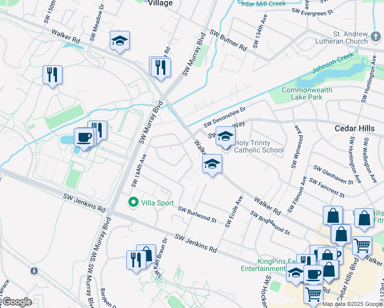 map of restaurants, bars, coffee shops, grocery stores, and more near 1750 Southwest 139th Avenue in Beaverton