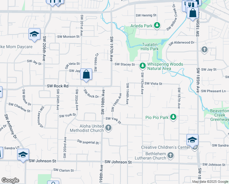 map of restaurants, bars, coffee shops, grocery stores, and more near 1765 Southwest 196th Avenue in Aloha
