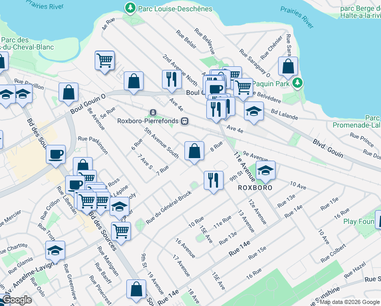 map of restaurants, bars, coffee shops, grocery stores, and more near 55 Avenue Jean-Brillant in Montreal