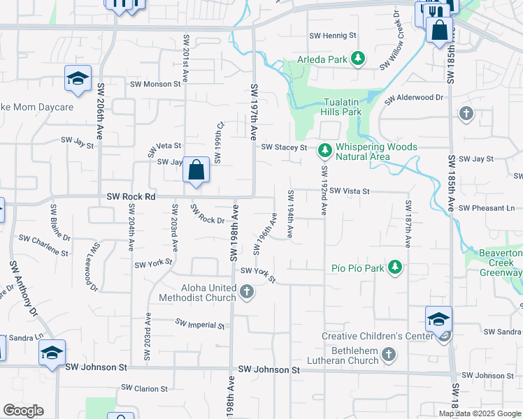 map of restaurants, bars, coffee shops, grocery stores, and more near 1765 Southwest 196th Avenue in Aloha