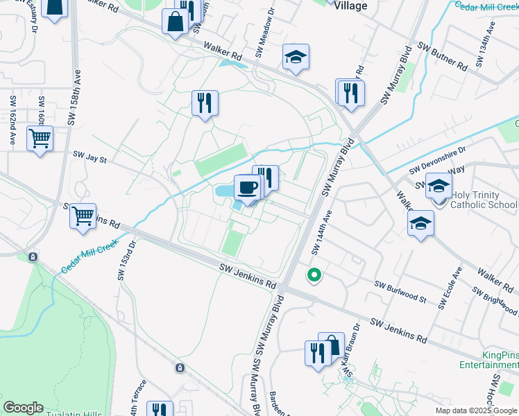 map of restaurants, bars, coffee shops, grocery stores, and more near 1 Southwest Bowerman Drive in Beaverton