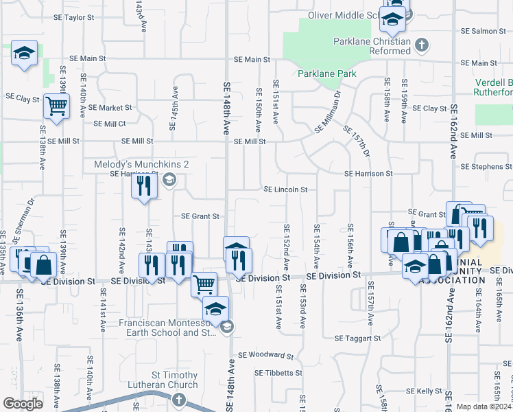 map of restaurants, bars, coffee shops, grocery stores, and more near 2105 Southeast 9th Avenue in Portland