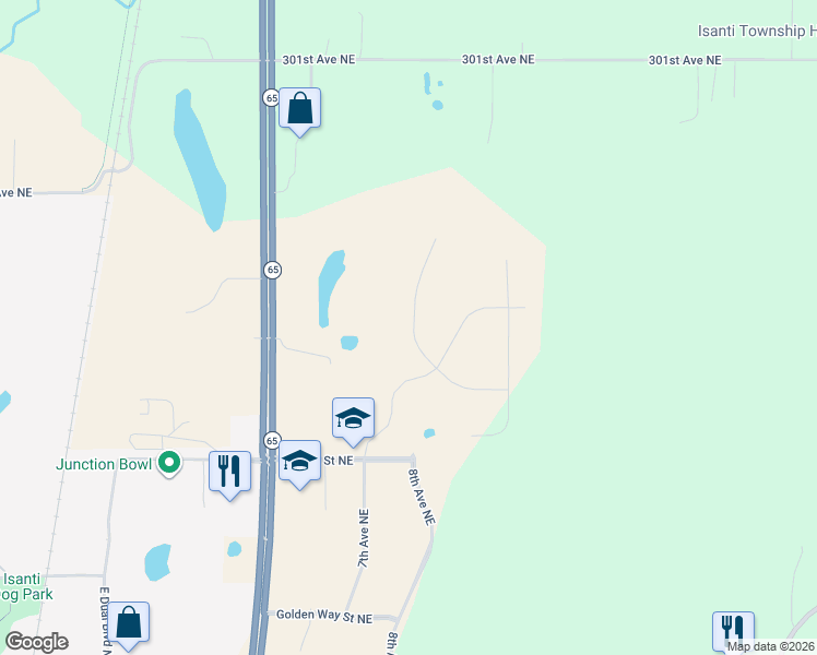 map of restaurants, bars, coffee shops, grocery stores, and more near in Isanti