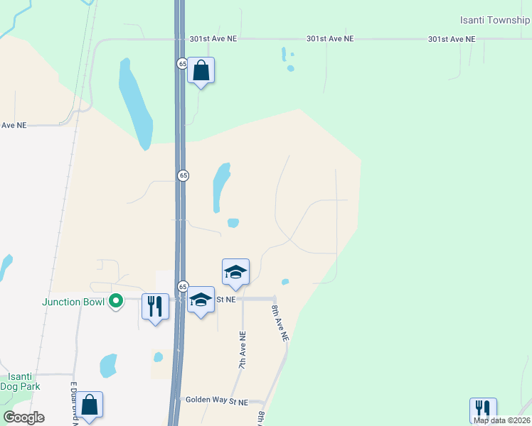 map of restaurants, bars, coffee shops, grocery stores, and more near in Isanti