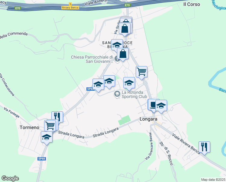 map of restaurants, bars, coffee shops, grocery stores, and more near 21 Via Luigi Einaudi in Vicenza