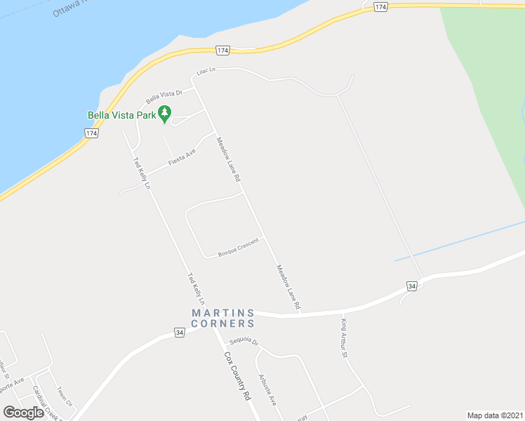 map of restaurants, bars, coffee shops, grocery stores, and more near 1041 Meadow Lane Road in Ottawa
