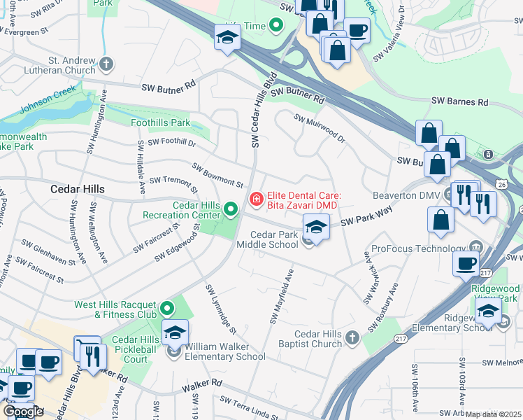 map of restaurants, bars, coffee shops, grocery stores, and more near 11360 Southwest Lynnvale Drive in Portland