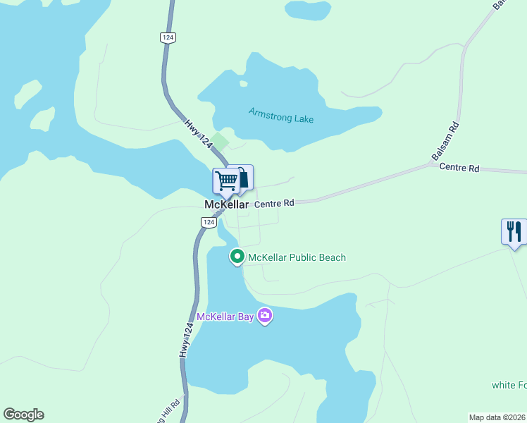 map of restaurants, bars, coffee shops, grocery stores, and more near 2 Mary Street in McKellar